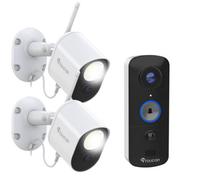 Toucan Smart Home Security Cctv Bundle - X2 Floodlight Camera's & Wireless V3 Video Doorbell - No Subscription Needed