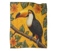 Toucan Throw Blanket Fleece Blanket Kids Adult Floral 3D Pattern Plush Blanket Digitally Printed Fuzzy Blanket for Sofa Bed Couch Baby 80x90inch(200x230cm)