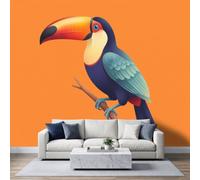 Toucan Tropical Birds Wallpaper, TV Background Wall Mural W400 x H280 cm | Non-Woven Photo Wallpaper Mural, Animals Birds Feature Wall Decor for Bedroom Living Room Office Hallway