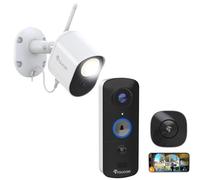 TOUCAN V3 Wireless Video Doorbell & Wired Security Light Camera Bundle - 1080p HD CCTV with 180° View, Motion Detection, 2-Way Audio, 110dB Siren, Free 24-Hr Cloud Storage, No Subscription