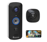 TOUCAN V3 Wireless Video Doorbell with Chime - 1080p Home Security Camera with 180° Field of View, Motion Detection, 2-Way Audio, Long-Lasting Battery & Free Cloud Storage, No Subscription Required