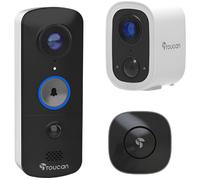 TOUCAN V3S4DX-ML 1296p WiFi Video Doorbell with Chime & Wireless Security Camera S4, White,Black
