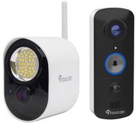 TOUCAN V3TSLC10-MLDX 1080p WiFi Video Doorbell with Chime & Security Floodlight Camera, White,Black