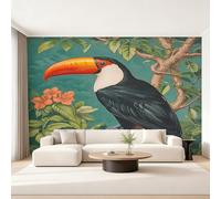 Toucan Wallpaper for Living Room, Tropical Plant Botanic Bird Wall Mural, Non-Woven Photo Wallpaper for Bedroom, Home Decor Wall Paper 400 x 280 cm (W x H) Y&W23