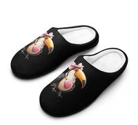Toucan Wearing Pearl Necklace Mens Slippers Memory Foam Winter Warm Sandals Slip On House Shoes Size 7-14