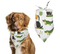Toucans Crocodiles Tropical Plants Cute Dog Bandana Triangle Adjustable Washable