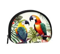 Toucans Parrot palm tree leaves Coin Purse with Zipper Mini Coin Pouch Small Change Wallet for Men Women Coin Bag Personalized Credit Card Bags Everything Storage Pouch for Headset ID Key Lipstick