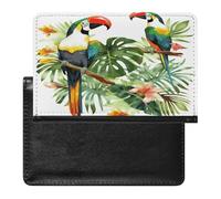 Toucans Parrot Palm Tree Leaves Passport Holder Vaccine Card Holder Travel Document Organizer Credit Card Organizer for Women/Men