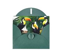 Toucans Parrot palm tree leaves Print Blank Cards and Envelopes 5" x 6" for Wedding Birthday Invitations and All Occasions