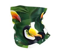 Toucans Parrot palm tree leaves print Neck Gaiter Face Mask,Sun Cooling Scarf,Balaclava Bandana Cover for Men Women