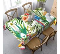 Toucans Parrot Palm Tree Leaves Print Rectangle Dining Table Cloth Cover