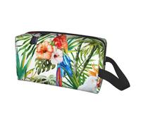 Toucans Parrot Palm Tree Leaves Print Travel Storage Bag for Men Women,Large Capacity Organizer Portable Toiletry Bag