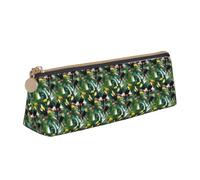 Toucans Parrot Palm Tree Leaves Print Triangular Pencil Case Large-Capacity Stationery Organizer Commute Supplies Pouch