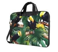 Toucans Parrot Palm Tree Leaves Print Ultra-Thin Portable Laptop Bag Briefcase Working Business Casual Shoulder Bags