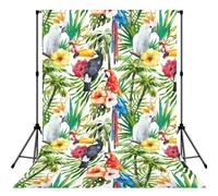 Toucans Parrot palm tree leaves Printed Shooting Backdrop Cloth, Soft Wrinkle Free Background, Versatile Studio Display Prop