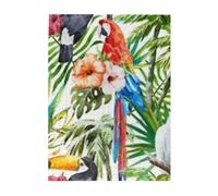Toucans Parrot palm tree leaves Printed Wooden Puzzle 500 Piece, Cute Puzzle Game in Plastic Box for Family Entertainment and Brain Training Gifts