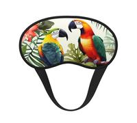 Toucans Parrot Palm Tree Leaves Sleep Mask for Side Sleeper, Blackout Sleeping Eye Mask, Soft Breathable Eye Cover for Women Men Travel Eyeshade, Relaxing Zero Pressure Night Blindfold
