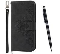 TOUCASA Compatible with iPhone 13 Mini Case, PU Leather Flip Wallet Phone Case Cover Silicone Shockproof Bumper Cover with Card Slots Magnetic Phone Case For iPhone 13 Mini (5.4 Inch) (Black)