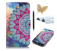 TOUCASA iPhone 6S Case, iPhone 6 Case, Leather Case Magnet Oil Painting Embossing Exquisite Colorful Mandala Flower Butterfly Animal Cute Case for iPhone 6S/iPhone 6 (Mandala Flower)