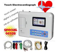 Touch 3 Channel ECG Electrocardiograph Digital 12 Lead EKG USB PC Software CE