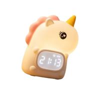 Touch Activated Cartoon Dinosaur Nightlight Alarm Clock with Rechargeable Battery for Kids Room Bedsides and Travel Portable Use Dimmable Nightlight Clock