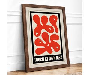Touch at Own Risk Geometric Framed Wall Art Print A1 (84.1×59.4cm) Walnut, Wall Decor for Living Room, Bedroom, Office & Home, Ready to Hang, Art Gift