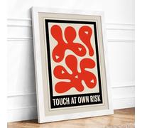 Touch at Own Risk Geometric Framed Wall Art Print A3 (42×29.7cm) White, Wall Decor for Living Room, Bedroom, Office & Home, Ready to Hang, Art Gift