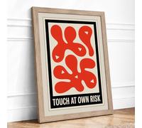 Touch at Own Risk Geometric Framed Wall Art Print A4 (29.7×21cm) Oak, Wall Decor for Living Room, Bedroom, Office & Home, Ready to Hang, Art Gift