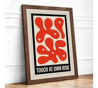 Touch at Own Risk Geometric Framed Wall Art Print A4 (29.7×21cm) Walnut, Wall Decor for Living Room, Bedroom, Office & Home, Ready to Hang, Art Gift