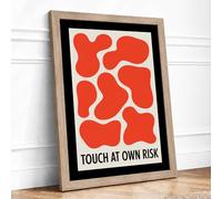 Touch at Own Risk Modern Framed Wall Art Print A1 (84.1×59.4cm) Oak, Wall Decor for Living Room, Bedroom, Office & Home, Ready to Hang, Art Gift