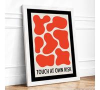 Touch at Own Risk Modern Framed Wall Art Print A2 (59.4×42cm) White, Wall Decor for Living Room, Bedroom, Office & Home, Ready to Hang, Art Gift
