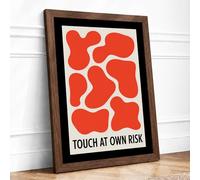 Touch at Own Risk Modern Framed Wall Art Print A4 (29.7×21cm) Walnut, Wall Decor for Living Room, Bedroom, Office & Home, Ready to Hang, Art Gift