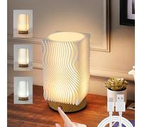 Touch Bedside Table Lamp, 16-Color Music Sync Small Desk Lamp, 16 RGB Colors & Stepless Dimming & Remote Control & Timing, USB Rechargeable Night Light, Cordless Lamp for Living Room