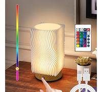 Touch Bedside Table Lamp, 16-Color Music Sync Small Desk Lamp, 16 RGB Colors & Stepless Dimming & Remote Control & Timing, USB Rechargeable Night Light, Cordless Lamp for Living Room