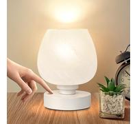 Touch Bedside Table Lamp - Modern Small Lamp for Bedroom Nightstand, 3 Way Dimmable Desk Lamps with White Opal Glass Shade, Night Light for Room Decor, Simple Design Gifts(Warm White Bulb Included)