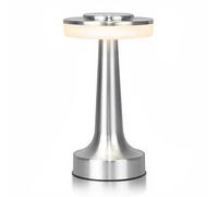 Touch Control Cordless Table Lamp, 3-Step Dimming with Adjustable Color Temperature, Battery Powered LED Light for Office Desk and Bedroom Use, Elegant Sliver Finish.