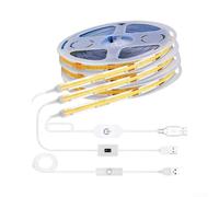 Touch Control LED Strip Lights 5V COB Dimmable Tape for Cabinet Glass Wood Seamless Hand Scan Sensor Home Decor UK(3 meter)