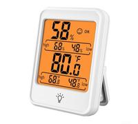Touch Control Thermometer Hygrometer with Bright Display for Accurate Indoor Readings (white)