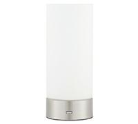 Touch Dimmable Table Lamp Nickel & Frosted Glass Shade Modern Light USB Charger