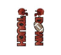 Touch down Football Rugby Dangle Earrings American Football Ball Game Earrings Glitter Acrylic Shiny Earrings for Women, Acrylic, No Gemstone
