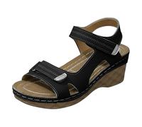 Touch Fastening Sandals, Wedge Sandals For Women Ankle Strap, Twin Touch Strap Buckle Strappy Open Toe Cushioned Comfort Summer Sliders, Sport Open Toe Casual Arch Support Hiking Sliders