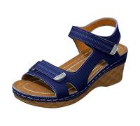 Touch Fastening Sandals, Wedge Sandals For Women Ankle Strap, Twin Touch Strap Buckle Strappy Open Toe Cushioned Comfort Summer Sliders, Sport Open Toe Casual Arch Support Hiking Sliders