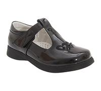Touch Fastening T Bar Shoe - Black Patent - Black Patent - size UK Childrens Size 10
