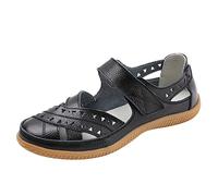 Touch Fastening Women's Cut Out Mary Jane Shoes Casual Summer Sandals Comfortable Lightweight Non Skid Sole for Daily Walking Beach Travel Outdoor Work Office Versatile Match Different Outfits Black