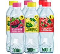 Touch Flavoured Water Mixed Pack - Summer Fruits, Strawberry, Lemon & Lime - 500ml - Low Calorie Refreshing Drink - No Added Sugar - Fruit-Infused Water Variety - Vlv (6 x Bottles)