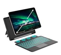 Touch for iPad 9th/8th/7th Generation Case with Keyboard 10.2 Inch, Multi-Touch Trackpad, 7 Color Backlit, Detachable Magnetic Folio Cover with Pencil Holder for iPad Air 3rd Gen/iPad Pro 10.5" Black