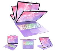 Touch iPad Pro 12.9 Case with Keyboard, Keyboard Case for iPad Pro 12.9 inch 6th 2022 & 5th 2021 & 4th 2020 & 3rd 2018 Generation with Trackpad, Magic Swivel Backlight with Apple Pencil Holder, Purple