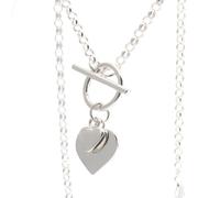 Touch Jewellery 925 Sterling Silver Fine Belcher Chain with T-bar and Hearts 41cm / 16