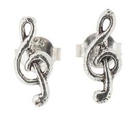 Touch Jewellery 925 Sterling Silver Tiny Treble Clef Stud Earrings