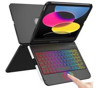 Touch Keyboard Case for iPad A16 11th Generation 2025/10th Generation 10.9 inch 2022,360° Rotatable for iPad 11th Generation Case with Keyboard- 10 Color Backlight Keyboard Case with Pencil Holder